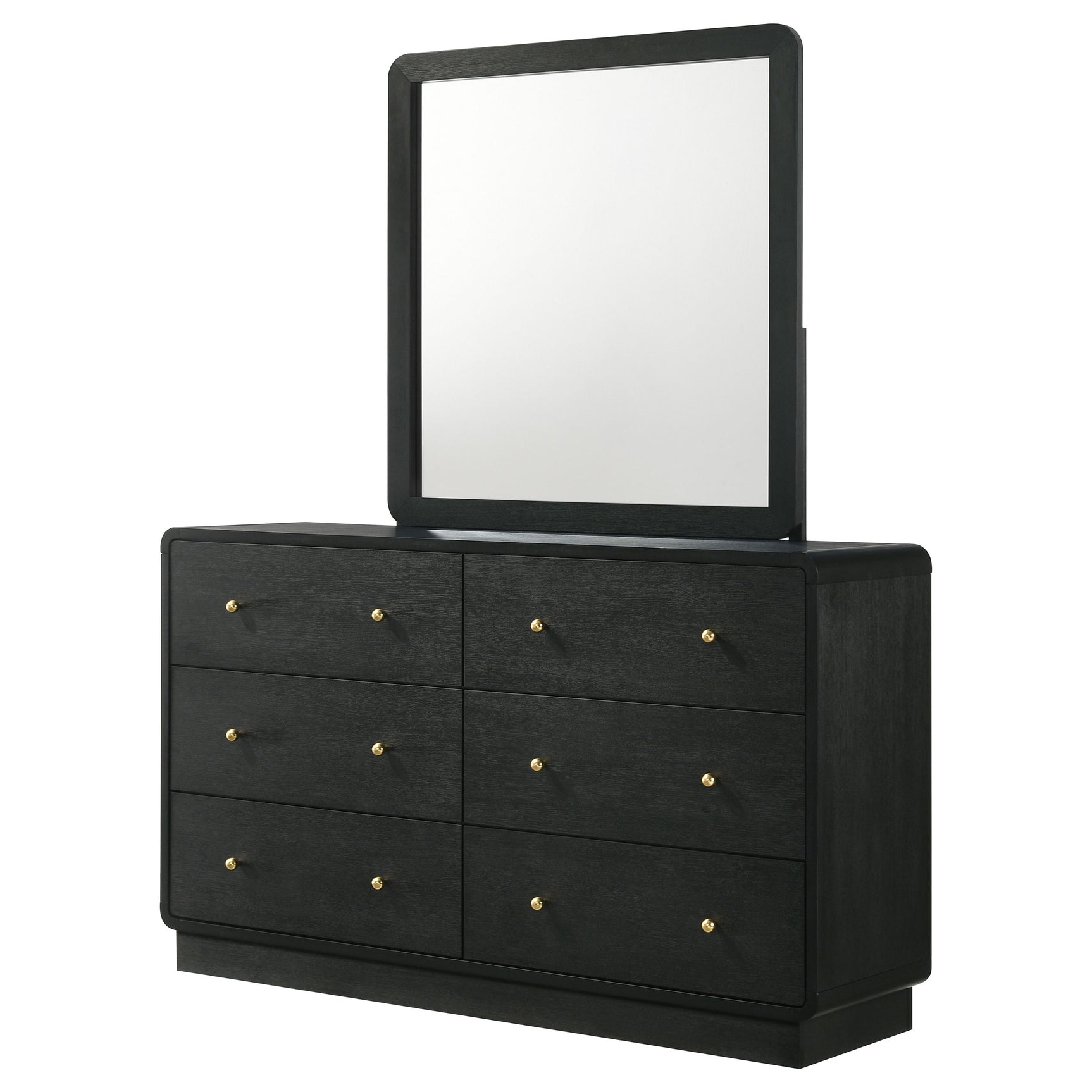 Cavelle 6-drawer Dresser and Mirror Black - Tampa Furniture Outlet