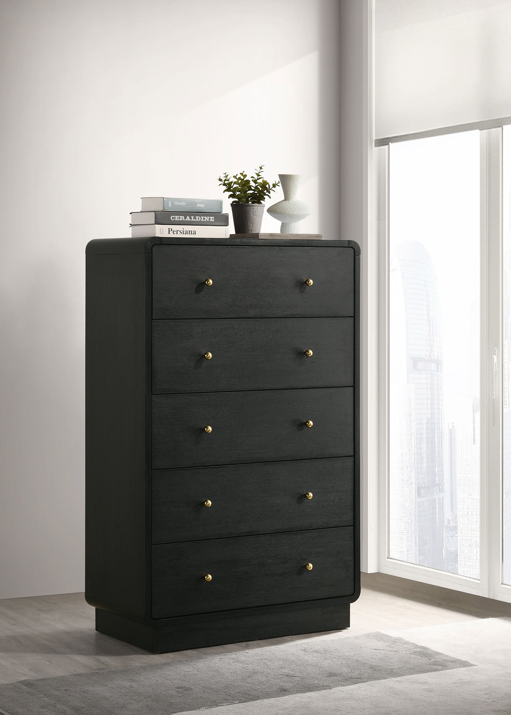 Cavelle 5-drawer Chest of Drawers Black - Tampa Furniture Outlet