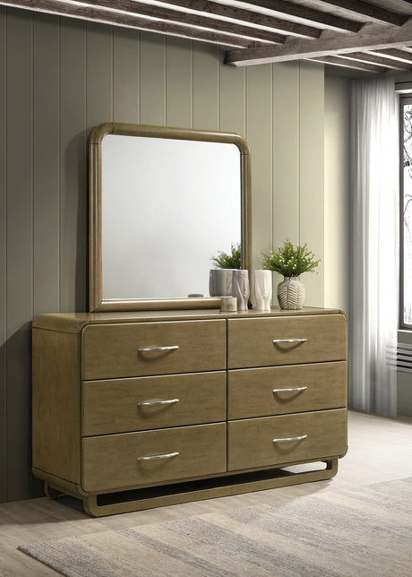 Amsbury 6-drawer Dresser and Mirror Nutmeg - Tampa Furniture Outlet