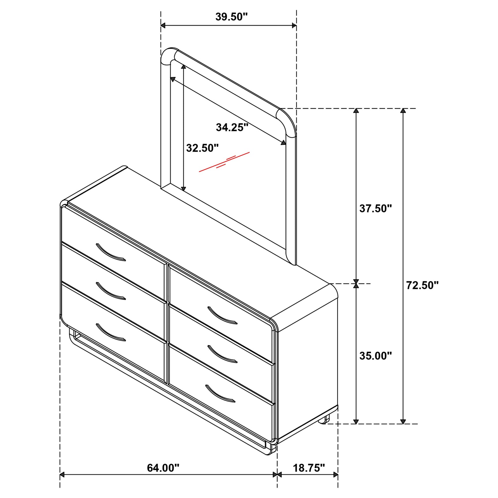 Amsbury 6-drawer Dresser and Mirror Nutmeg - Tampa Furniture Outlet