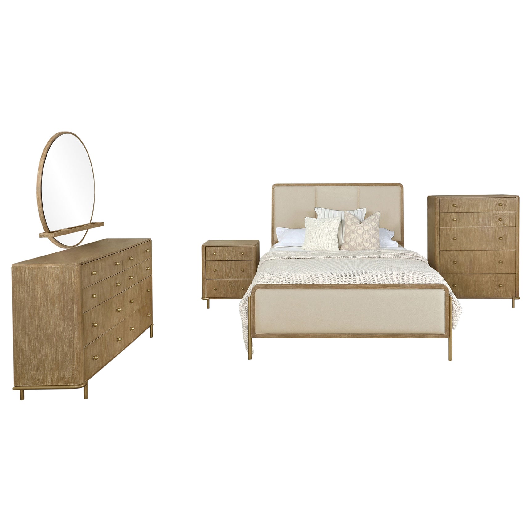 Arini 5-piece Queen Bedroom Set Cream and Sand Wash - Tampa Furniture Outlet