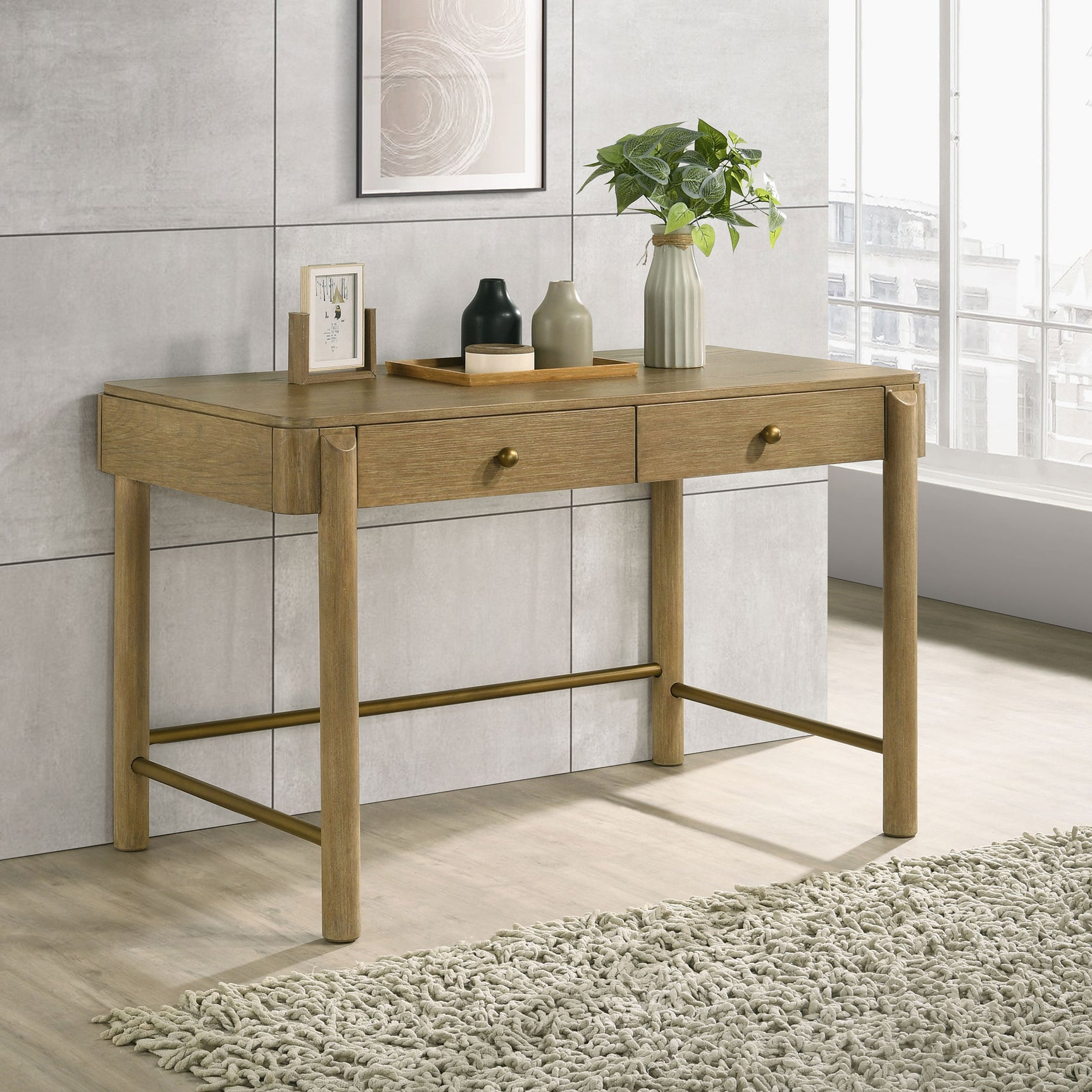 Arini 2-drawer Vanity Desk Makeup Table Sand Wash - Tampa Furniture Outlet
