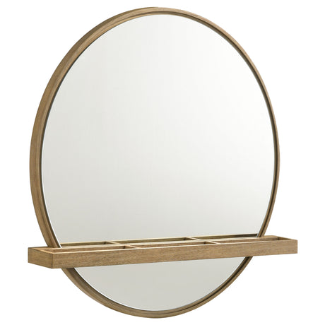 Tampa Furniture Outlet - Coaster - Arini Round Vanity Wall Mirror with Shelf Sand Wash - 224308