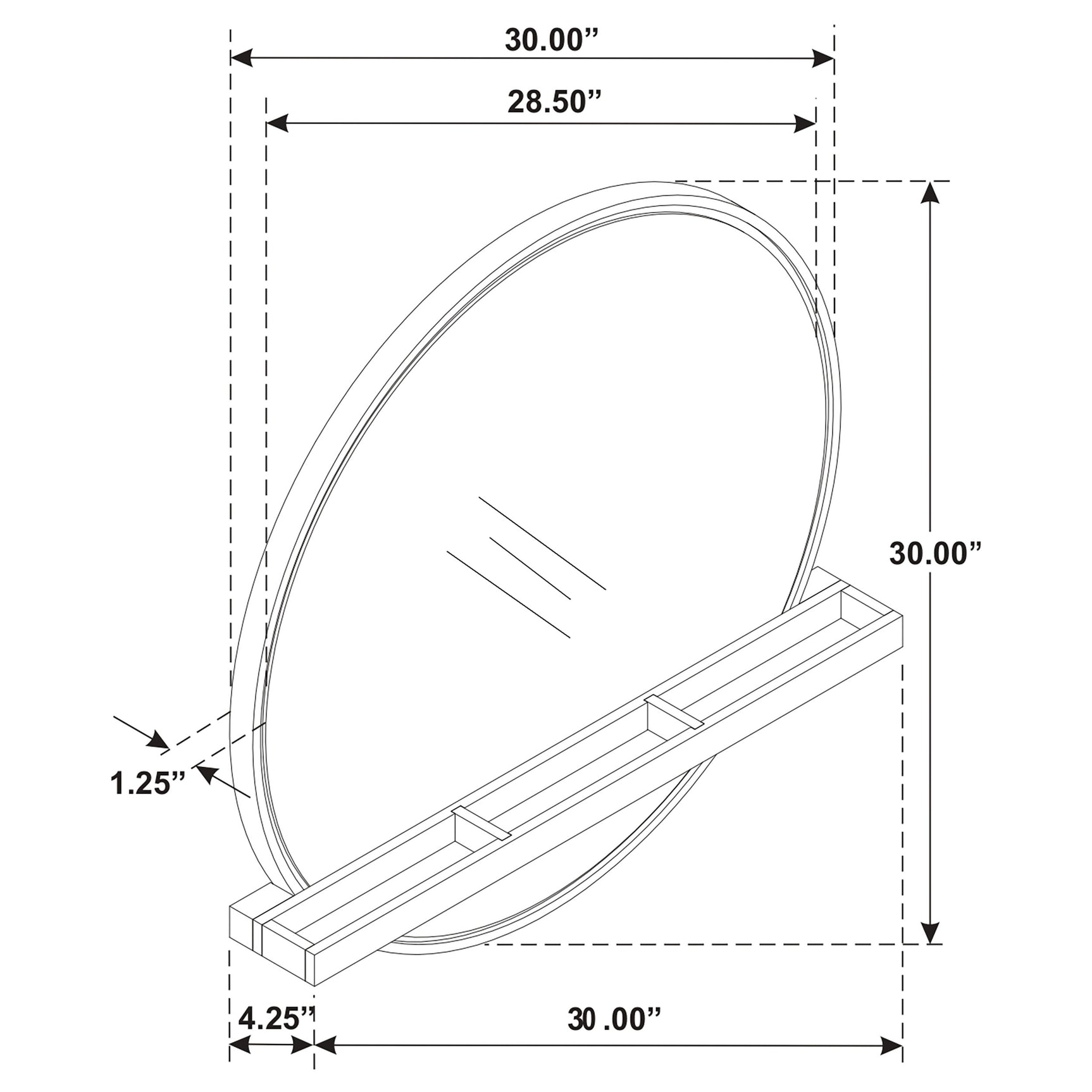 Arini Round Vanity Wall Mirror with Shelf Sand Wash - Tampa Furniture Outlet