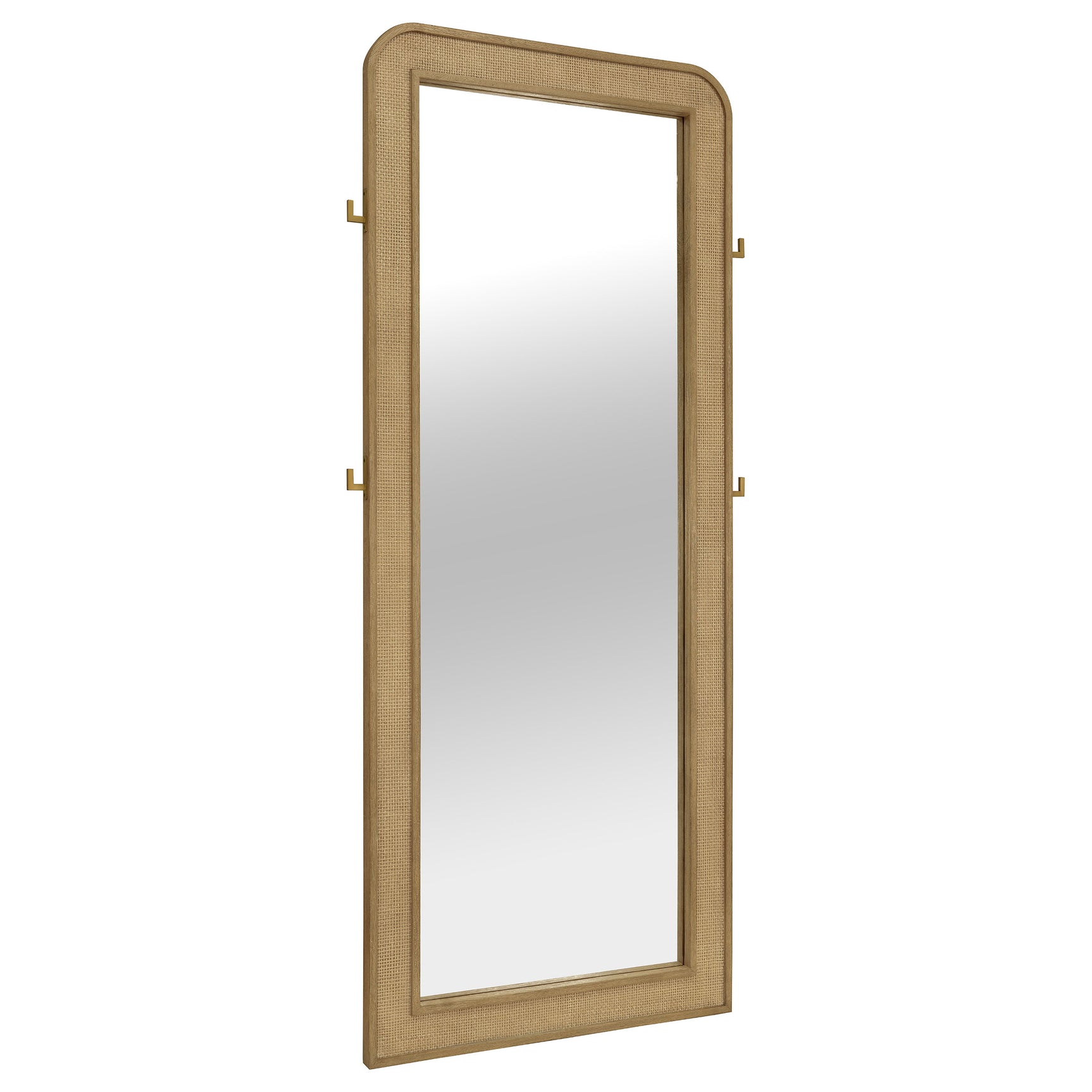 Tampa Furniture Outlet - Coaster - Arini Cane Weave Full Length Standing Floor Mirror Sand Wash - 224309