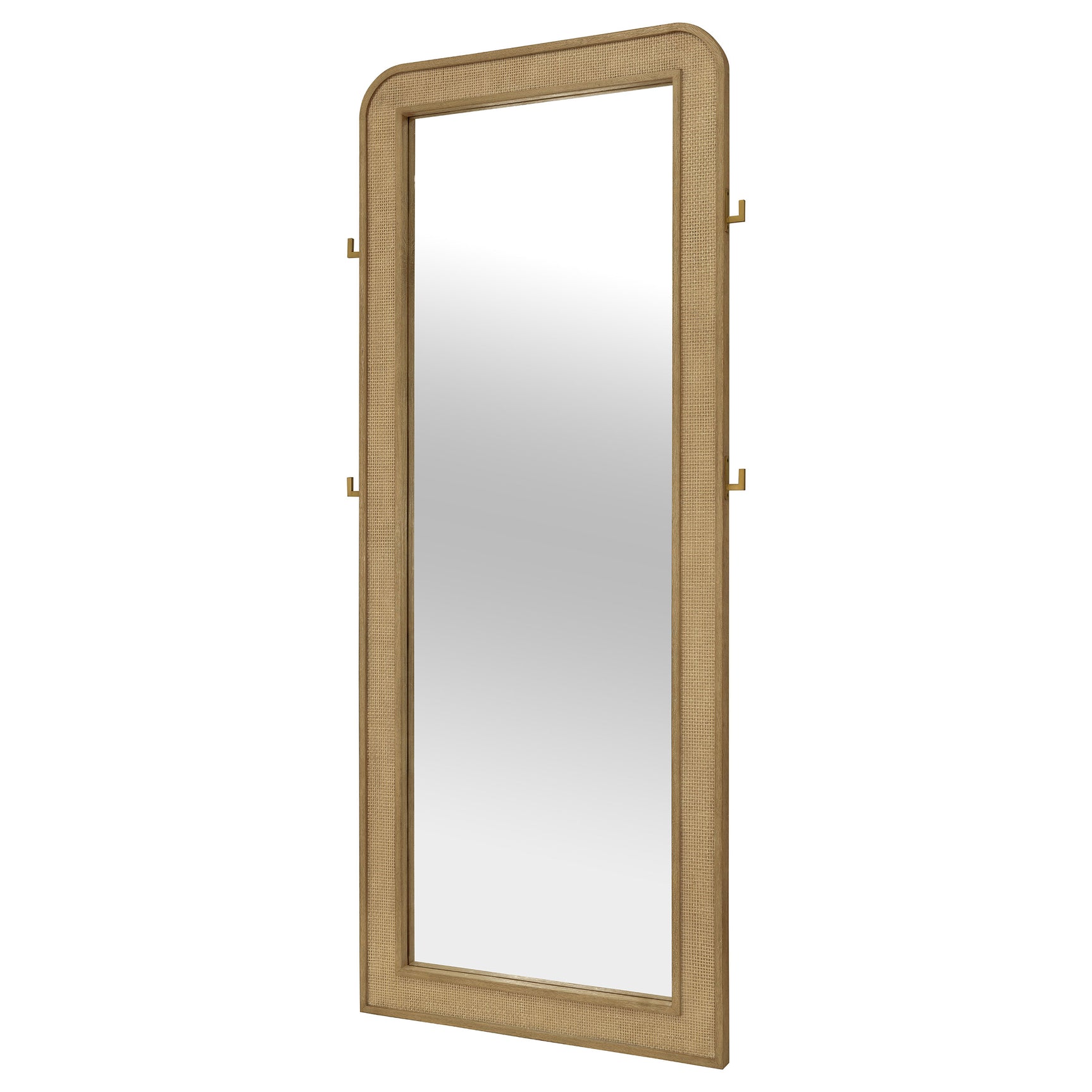 Arini Cane Weave Full Length Standing Floor Mirror Sand Wash - Tampa Furniture Outlet