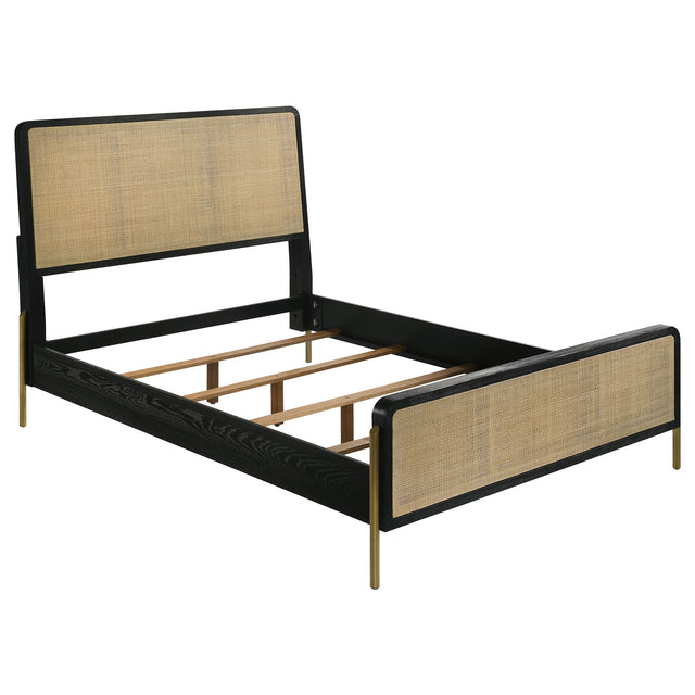 Tampa Furniture Outlet - Coaster - Arini Rattan Eastern King Panel Bed Black and Natural - 224330KE