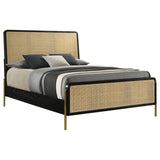 Arini Rattan Queen Panel Bed Black and Natural - Tampa Furniture Outlet