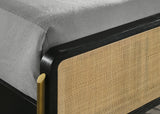Arini Rattan Queen Panel Bed Black and Natural - Tampa Furniture Outlet