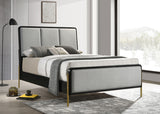 Arini Upholstered Eastern King Panel Bed Black and Grey - Tampa Furniture Outlet