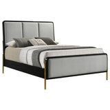 Arini Upholstered Eastern King Panel Bed Black and Grey - Tampa Furniture Outlet