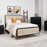 Arini 56-inch California King Panel Bed Cream and Black - Tampa Furniture Outlet
