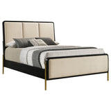 Arini 56-inch California King Panel Bed Cream and Black - Tampa Furniture Outlet