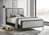 Arini Upholstered Queen Panel Bed Black and Grey - Tampa Furniture Outlet