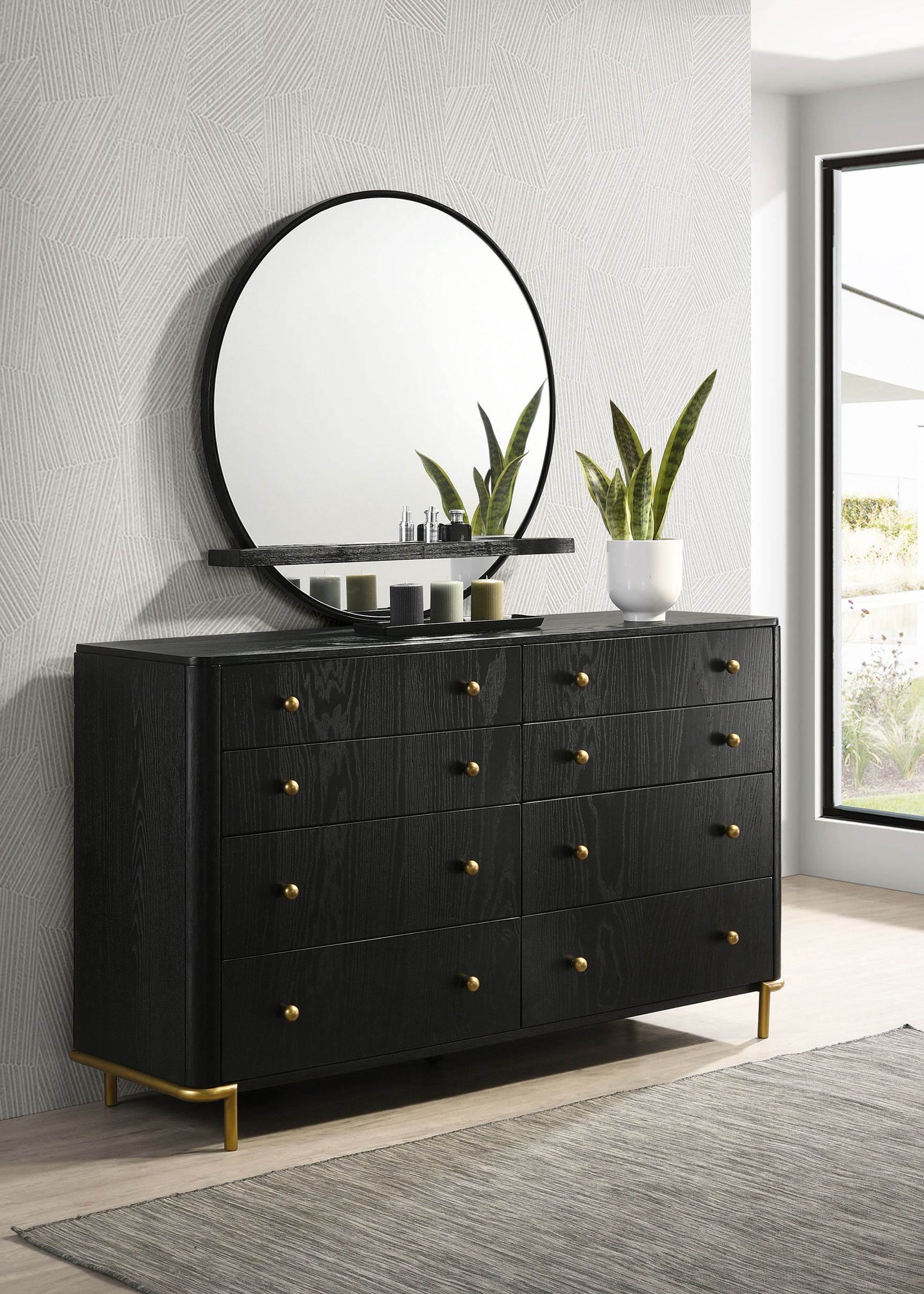 Arini 8-drawer Dresser with Mirror Black - Tampa Furniture Outlet