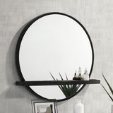 Arini Round Vanity Wall Mirror with Shelf Black - Tampa Furniture Outlet