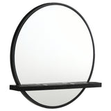 Tampa Furniture Outlet - Coaster - Arini Round Vanity Wall Mirror with Shelf Black - 224338
