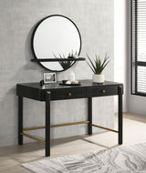 Arini Round Vanity Wall Mirror with Shelf Black - Tampa Furniture Outlet
