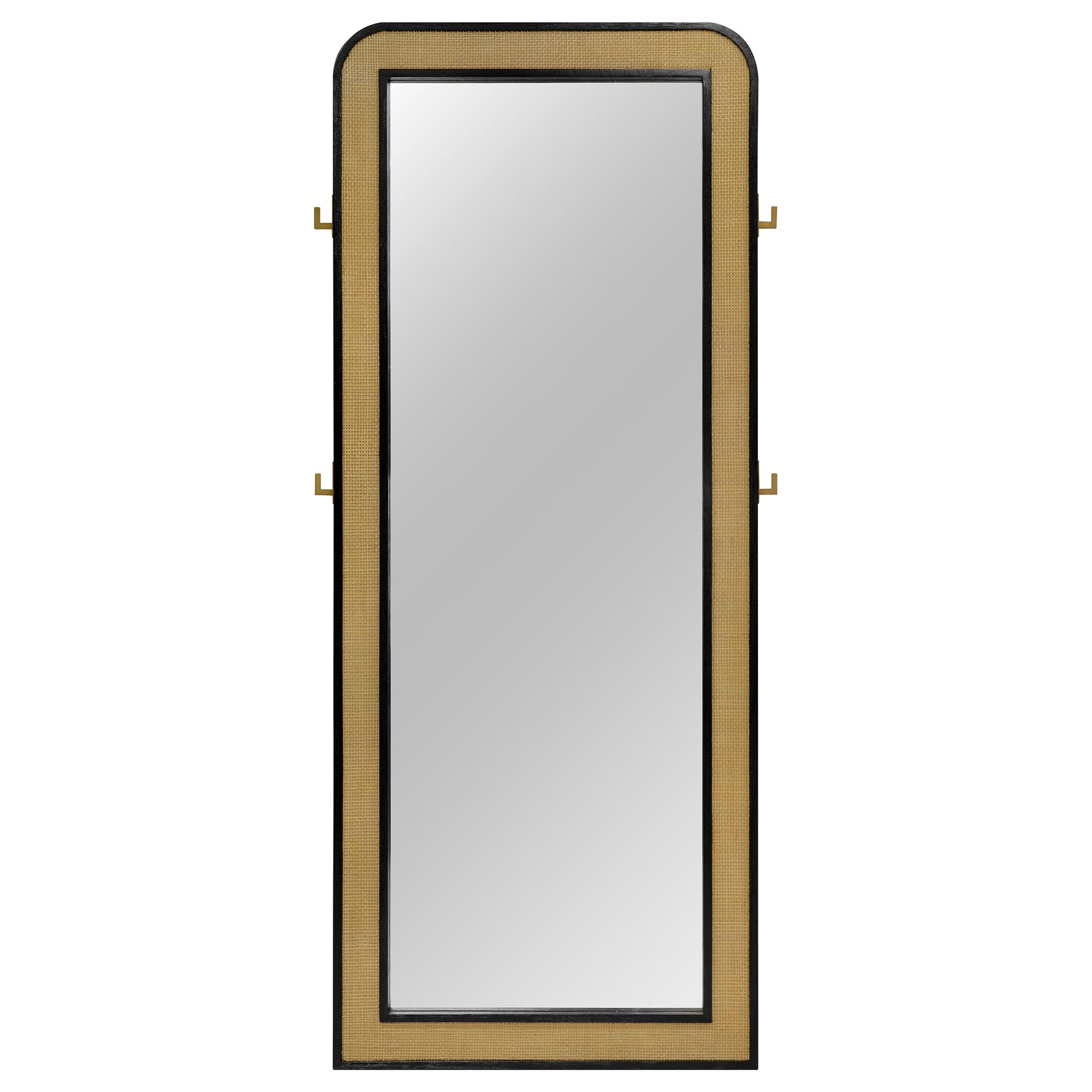 Arini Cane Weave Full Length Standing Floor Mirror Black - Tampa Furniture Outlet