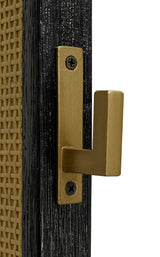 Arini Cane Weave Full Length Standing Floor Mirror Black - Tampa Furniture Outlet