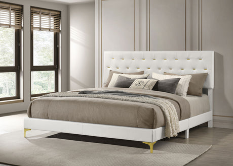 Kendall Upholstered Eastern King Panel Bed White - Tampa Furniture Outlet