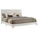Kendall Upholstered Eastern King Panel Bed White - Tampa Furniture Outlet