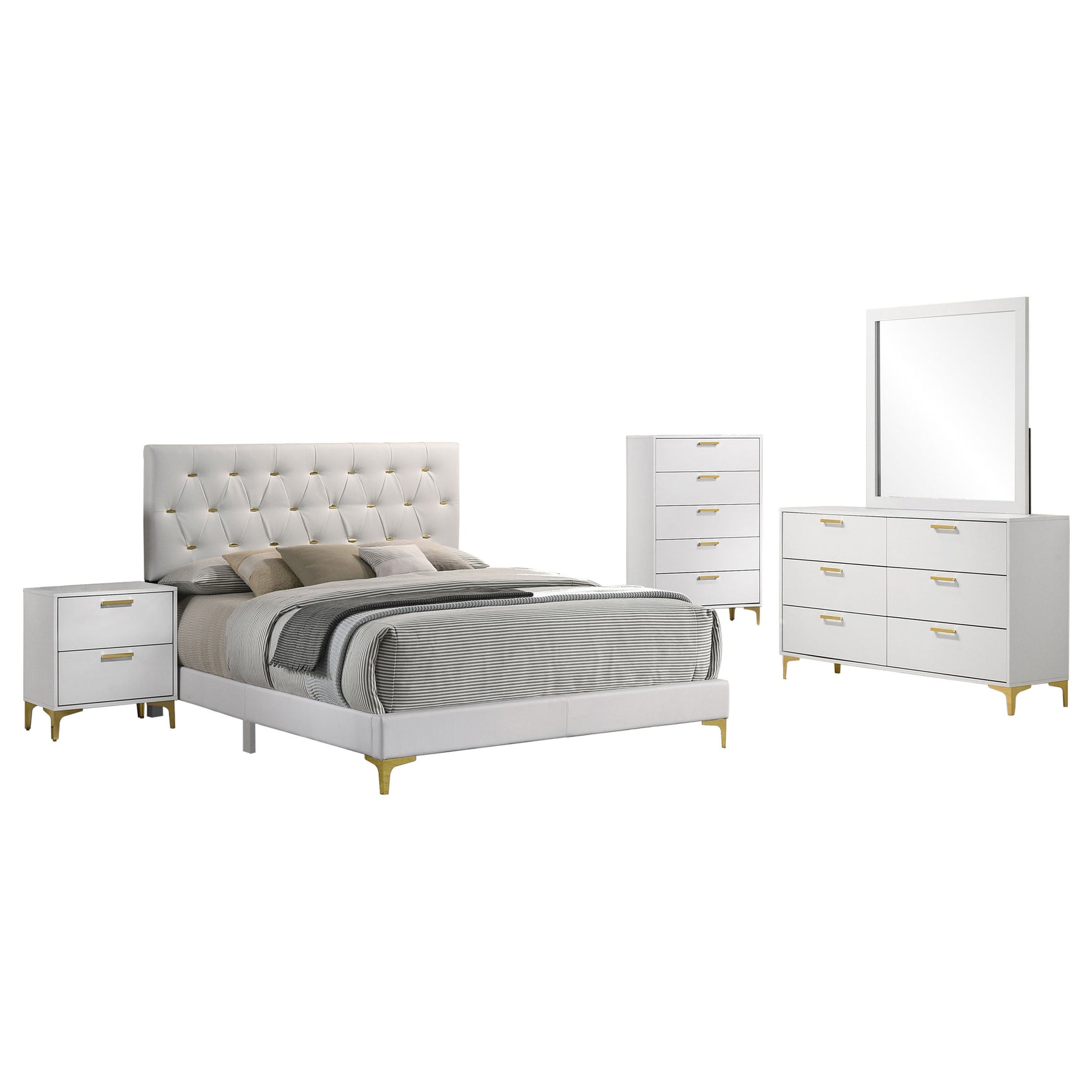 Kendall 5-piece California King Bedroom Set White - Tampa Furniture Outlet