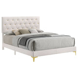 Kendall Upholstered California King Panel Bed White - Tampa Furniture Outlet