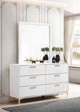 Kendall 6-drawer Dresser with Mirror White - Tampa Furniture Outlet