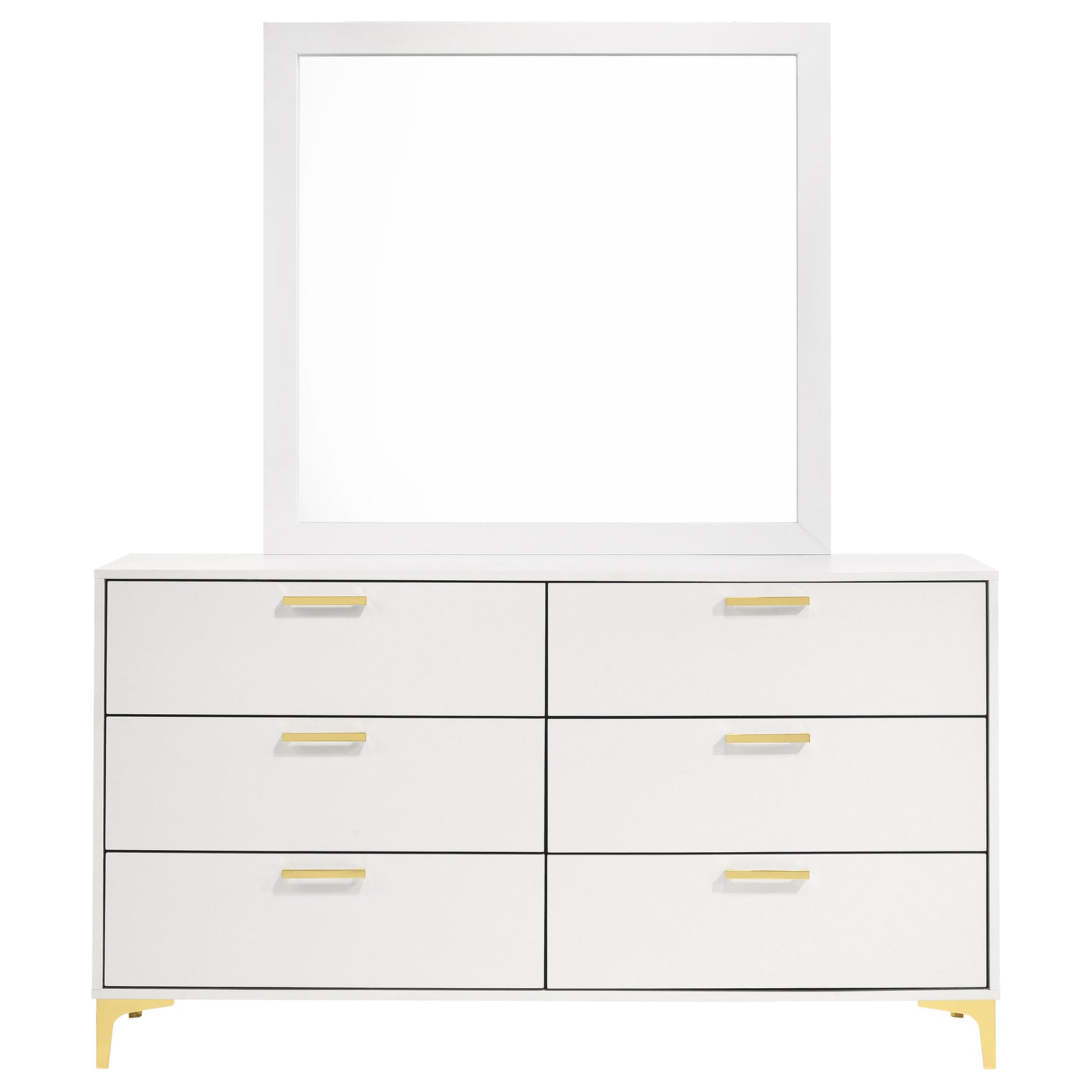 Kendall 6-drawer Dresser with Mirror White - Tampa Furniture Outlet