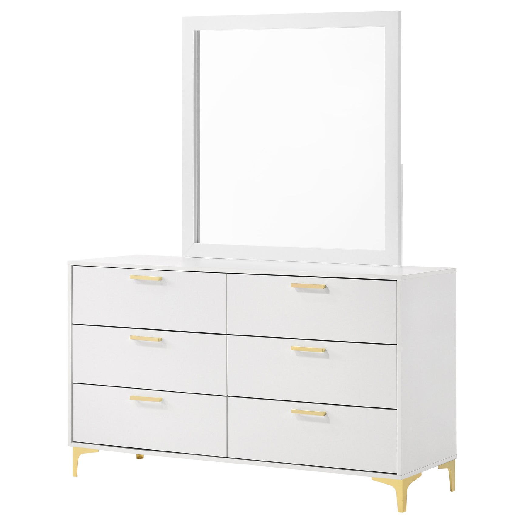Kendall 6-drawer Dresser with Mirror White - Tampa Furniture Outlet