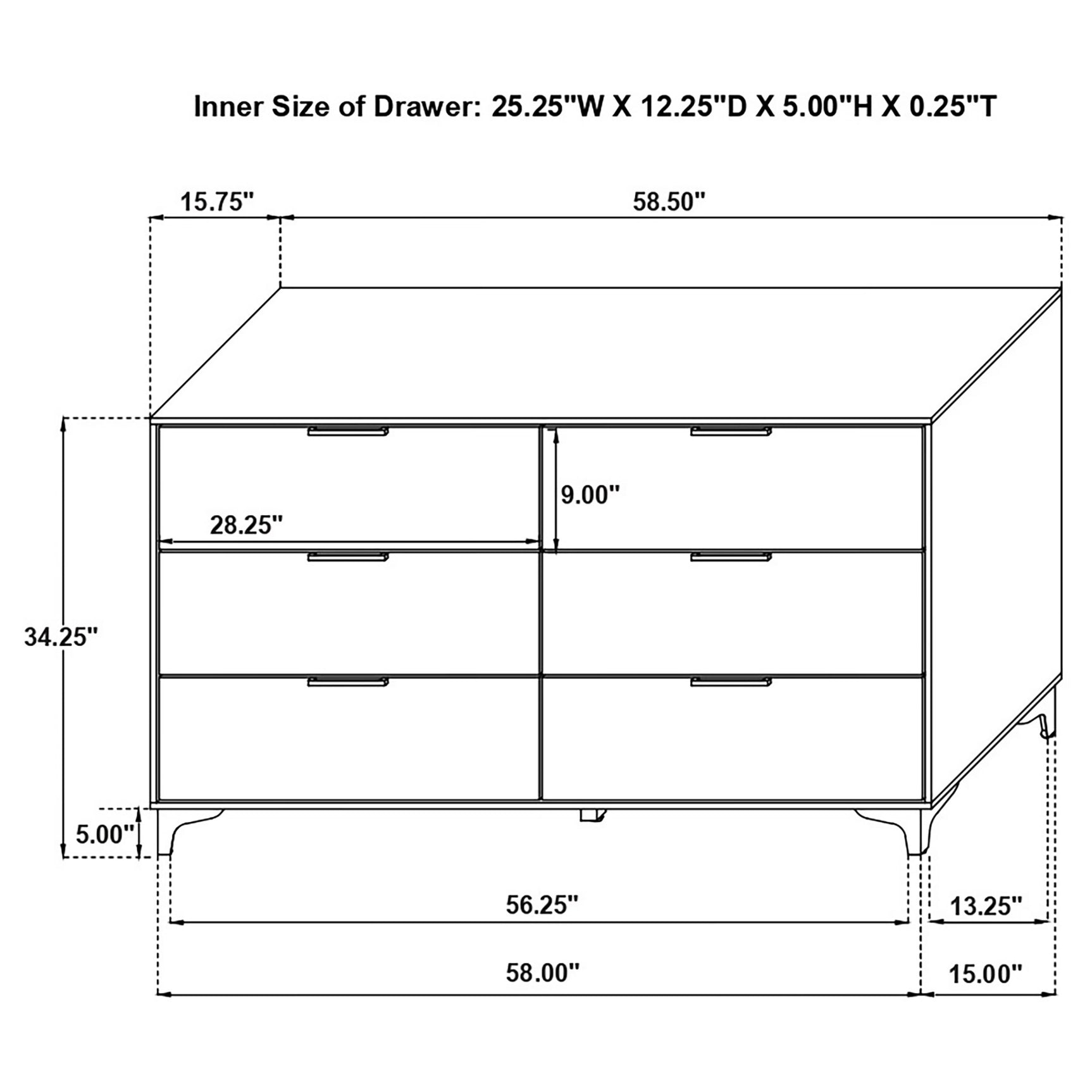 Kendall 6-drawer Dresser White - Tampa Furniture Outlet