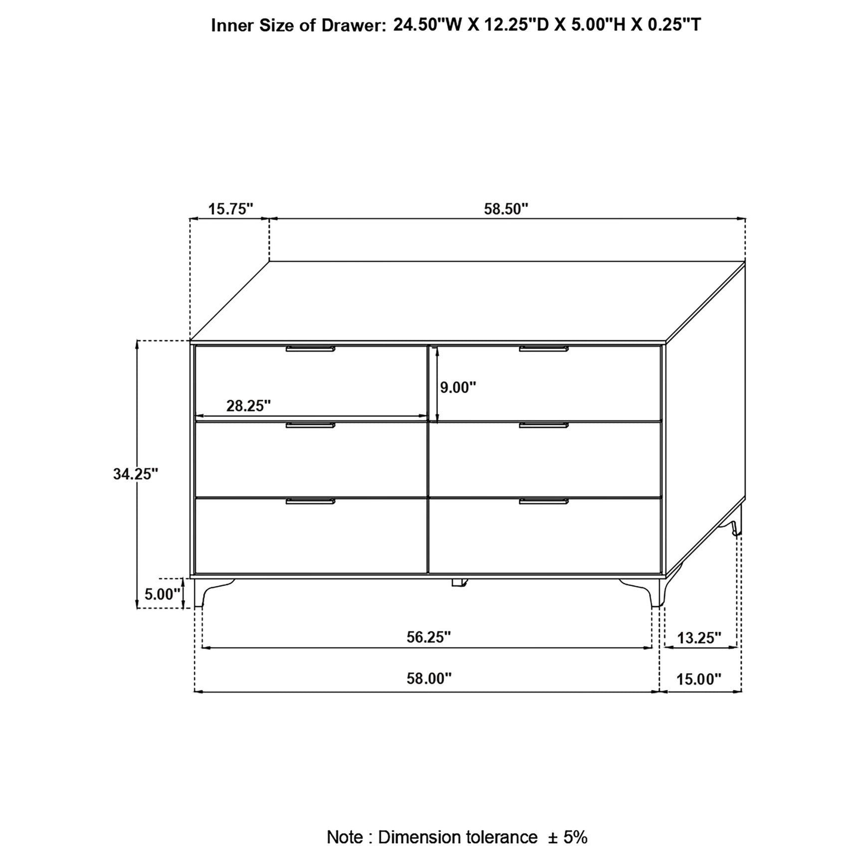 Kendall 6-drawer Dresser White - Tampa Furniture Outlet