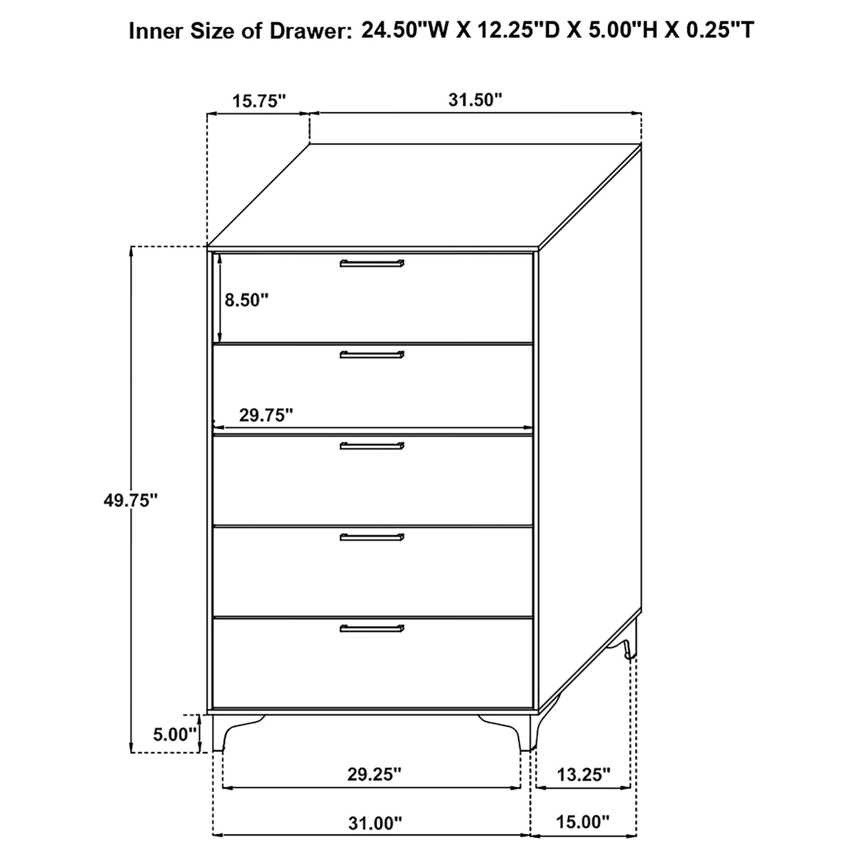 Kendall 5-drawer Bedroom Chest White - Tampa Furniture Outlet