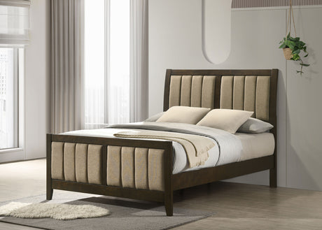 Wilkes 51-inch Upholstered Full Bed Dark Cocoa - Tampa Furniture Outlet