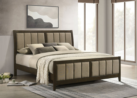 Wilkes 51-inch Upholstered California King Bed Dark Cocoa - Tampa Furniture Outlet