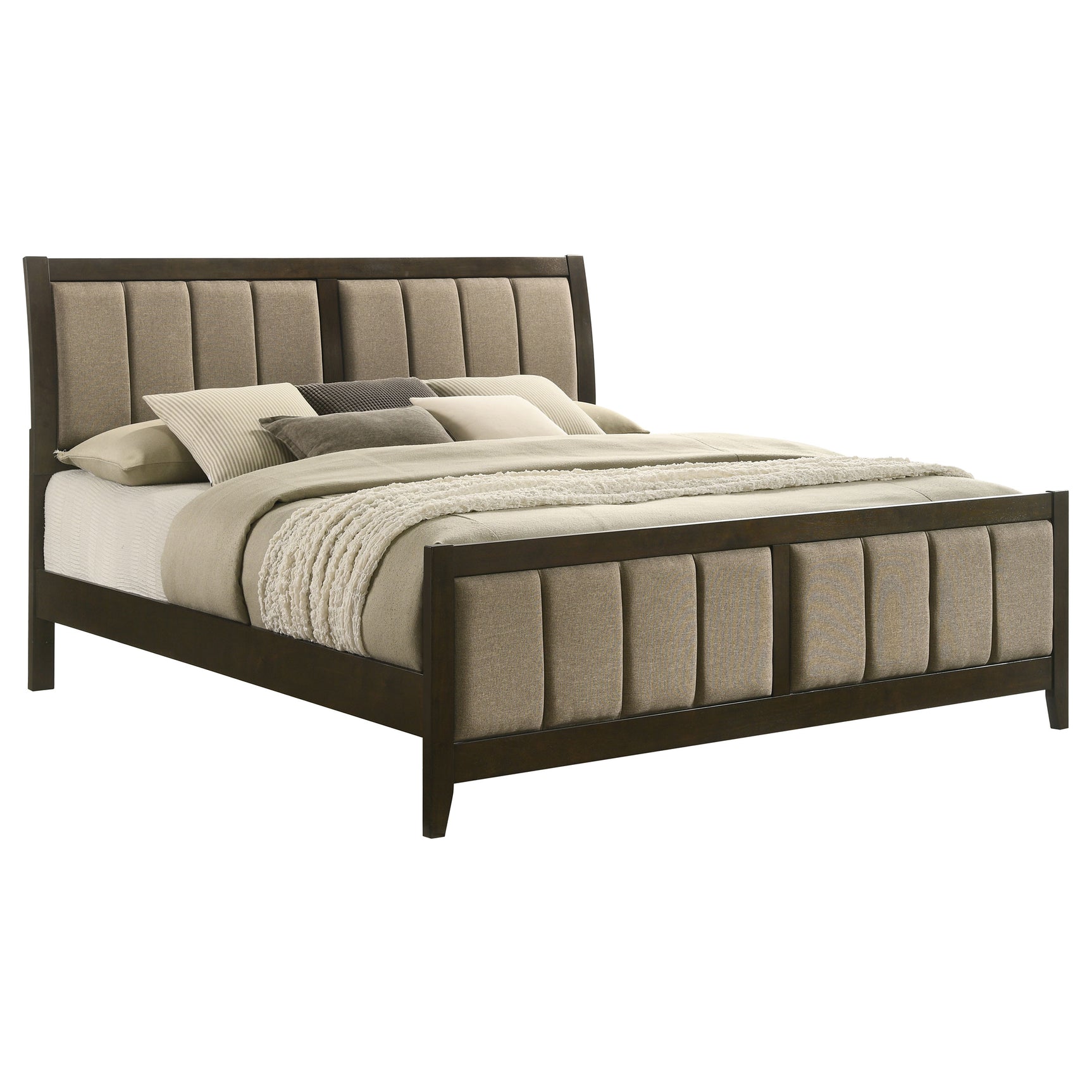 Wilkes 51-inch Upholstered California King Bed Dark Cocoa - Tampa Furniture Outlet