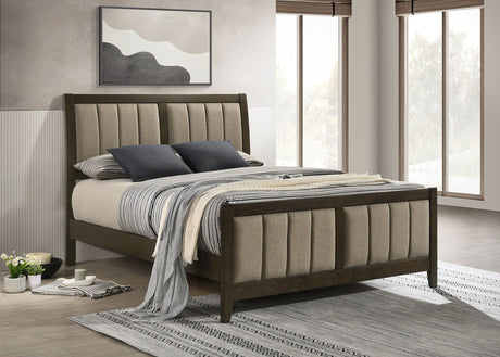 Wilkes 51-inch Upholstered Queen Bed Dark Cocoa - Tampa Furniture Outlet