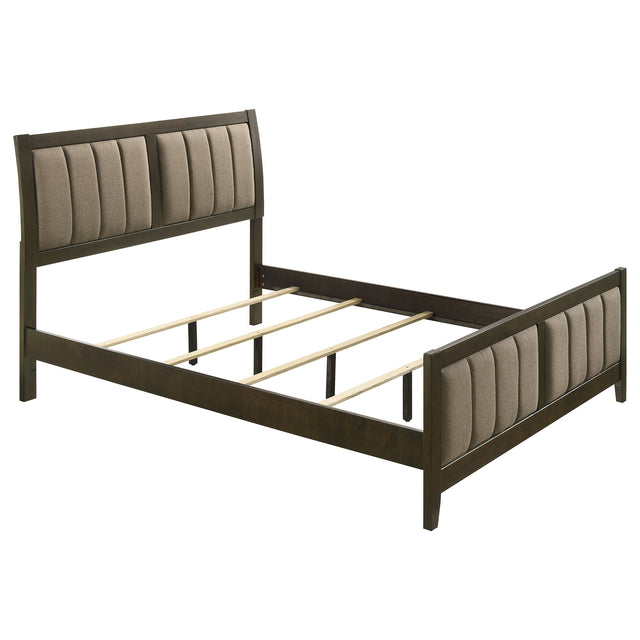 Tampa Furniture Outlet - Coaster - Wilkes 51-inch Upholstered Queen Bed Dark Cocoa - 224421Q