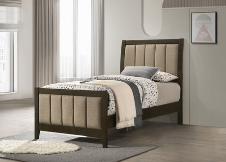 Wilkes 51-inch Upholstered Twin Bed Dark Cocoa - Tampa Furniture Outlet