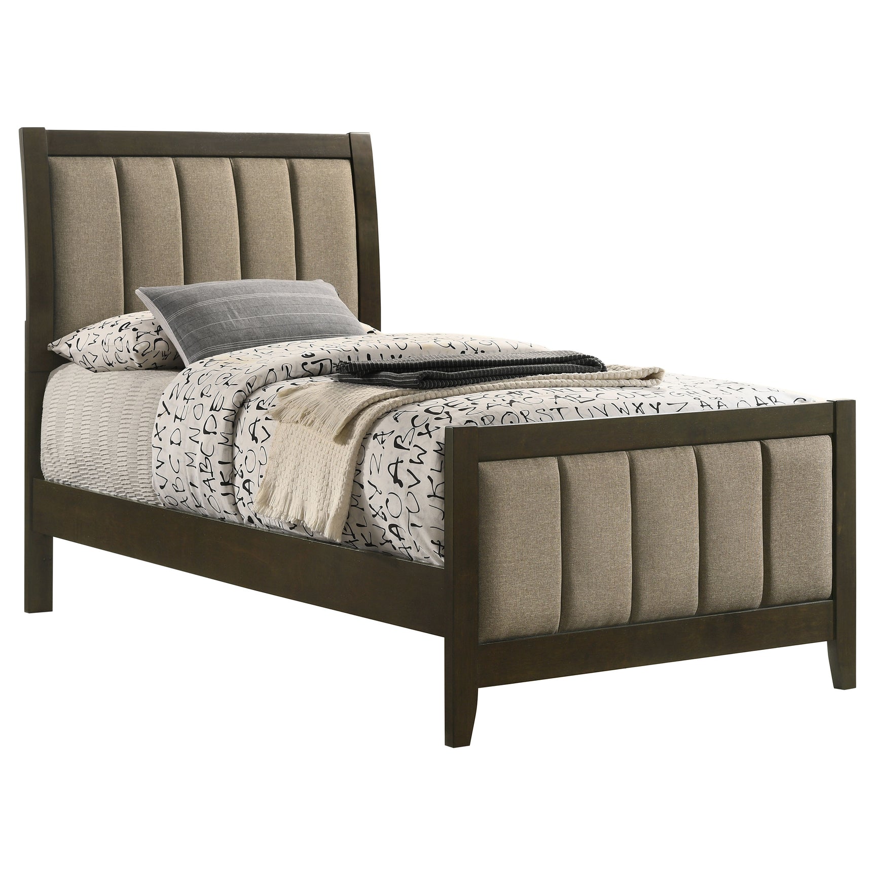 Wilkes 51-inch Upholstered Twin Bed Dark Cocoa - Tampa Furniture Outlet