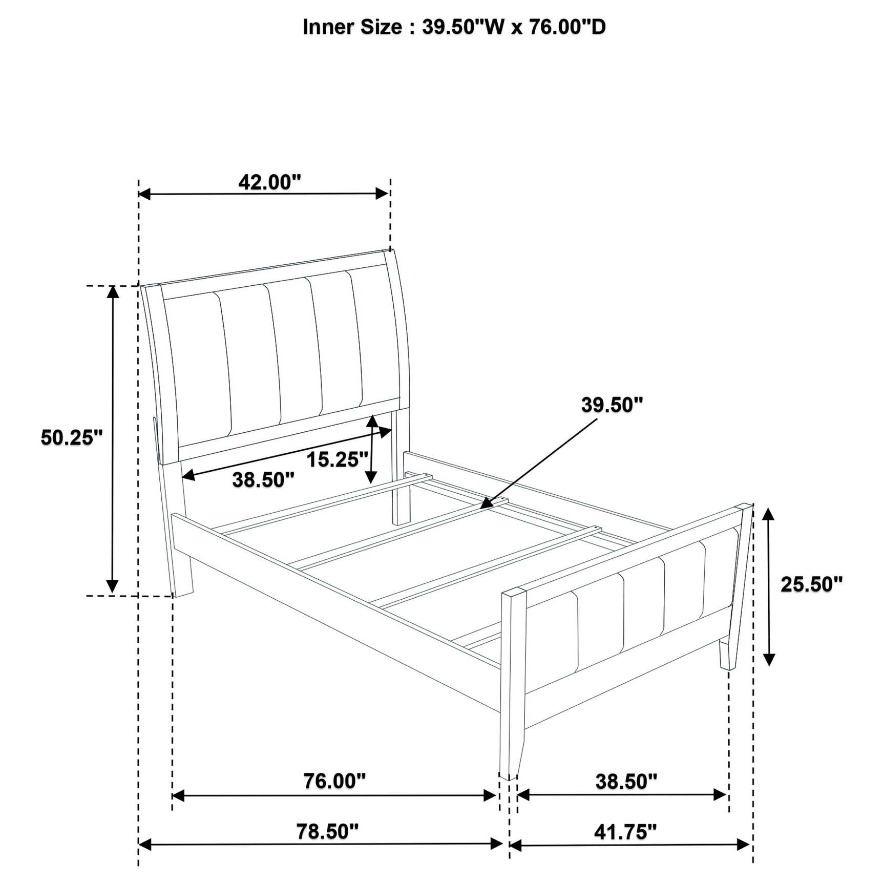 Wilkes 51-inch Upholstered Twin Bed Dark Cocoa - Tampa Furniture Outlet