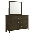 Tampa Furniture Outlet - Coaster - Wilkes 6-drawer Dresser and Mirror Dark Cocoa - 224423M