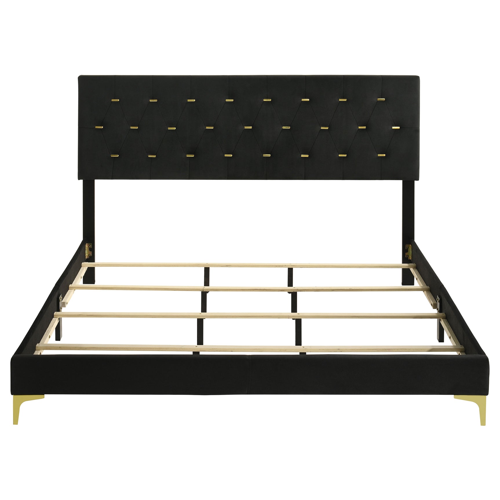 Kendall Upholstered Eastern King Panel Bed Black - Tampa Furniture Outlet