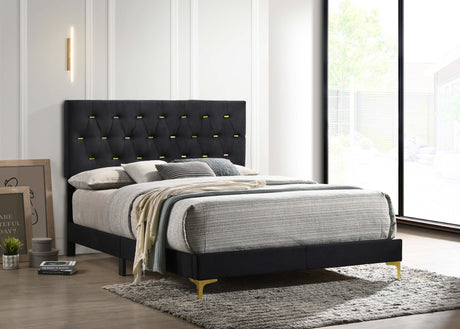 Kendall Upholstered Queen Panel Bed Black - Tampa Furniture Outlet