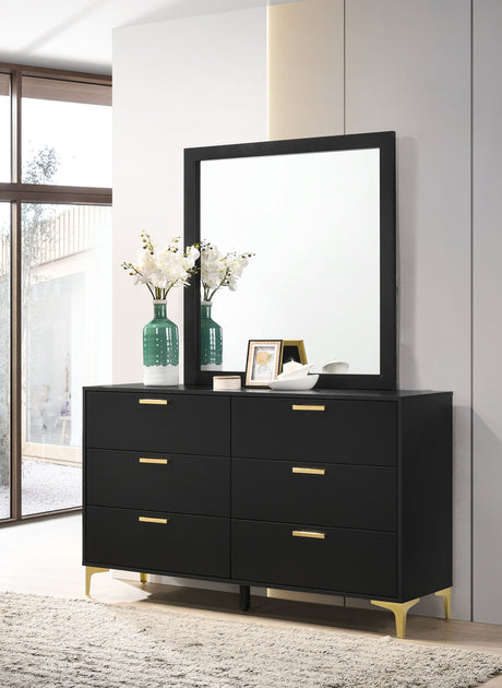 Kendall 6-drawer Dresser with Mirror Black - Tampa Furniture Outlet
