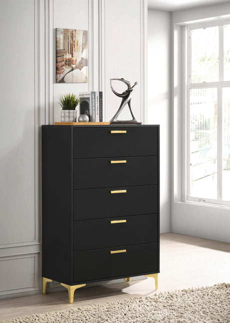 Kendall 5-drawer Bedroom Chest Black - Tampa Furniture Outlet