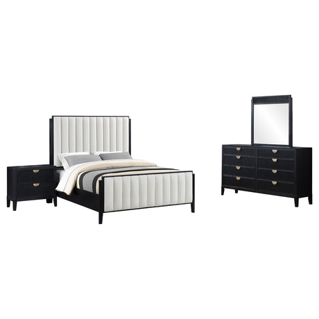Brookmead 4-piece Upholstered Eastern King Bedroom Set Black - Tampa Furniture Outlet