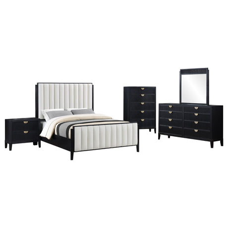 Brookmead 5-piece Upholstered Eastern King Bedroom Set Black - Tampa Furniture Outlet