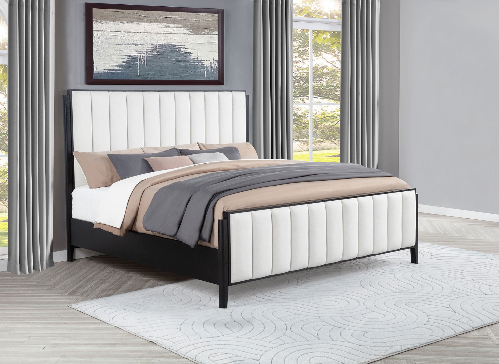 Brookmead 60-inch Upholstered Eastern King Bed Black - Tampa Furniture Outlet